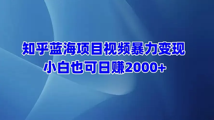 知乎蓝海项目视频带货 小白也可日赚2000+-颜夕资源网-第12张图片